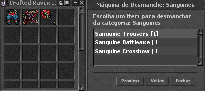 Lista de itens para desmanchar